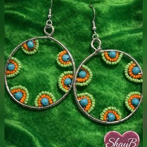 Paparazzi Vibrant Green and Orange Beaded Earrings